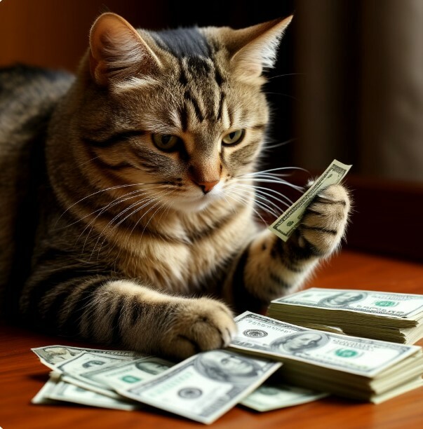 Оплата за изготовление игровых комплексов для кош Кот считает деньги